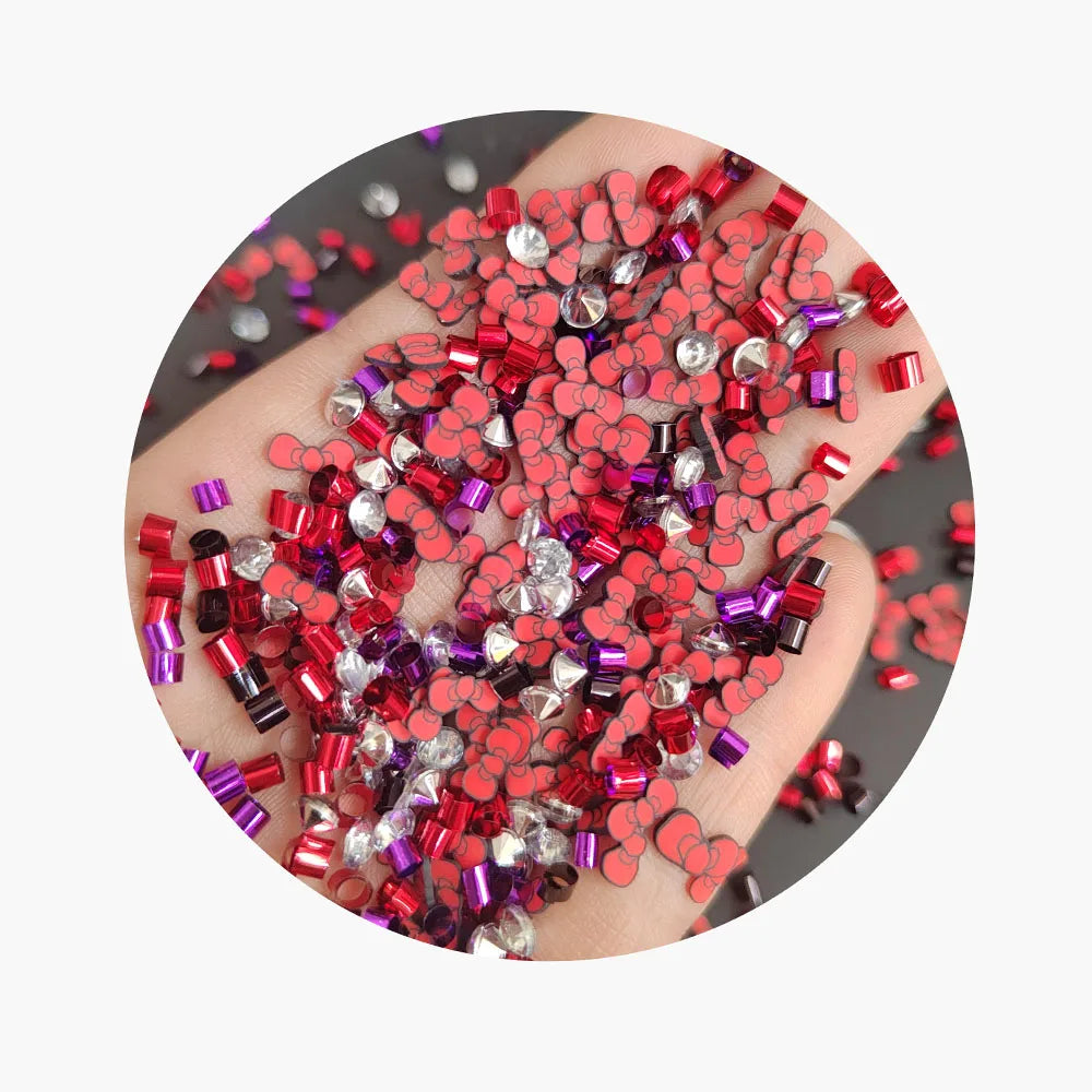 500g/Lot Mixed Bingsu Beads Polymer Hot Soft Clay Bowknot Slices Sprinkles for DIY Slime Crafts Making Toys Accessories