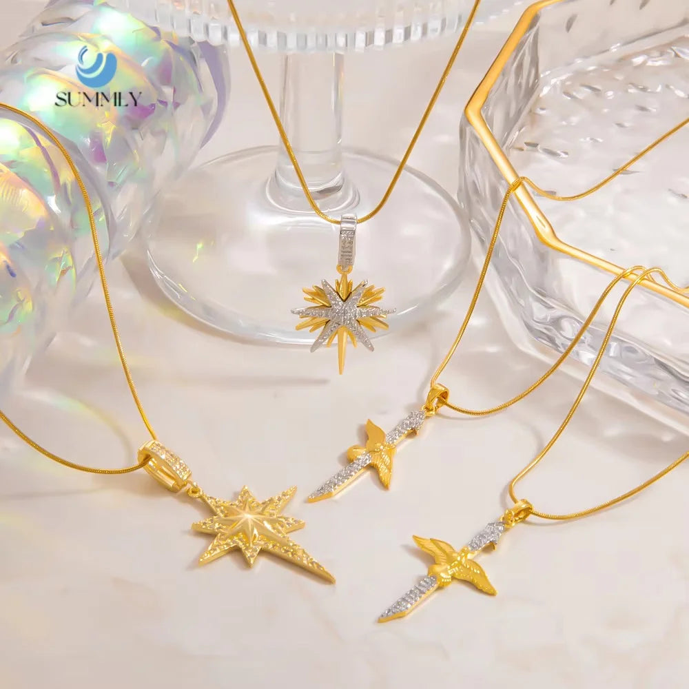 SUMMLY Trendy Wholesale Octopus Shape Pendant 18K Gold Plated Stainless Steel Necklace Fashion Jewelry Manufacturer
