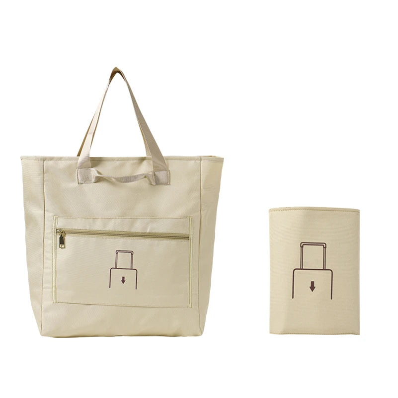 Wholesale Women's Fashionable Beige Polyester Tote Bags with Zippers for Traveling and Shopping Golife Brand