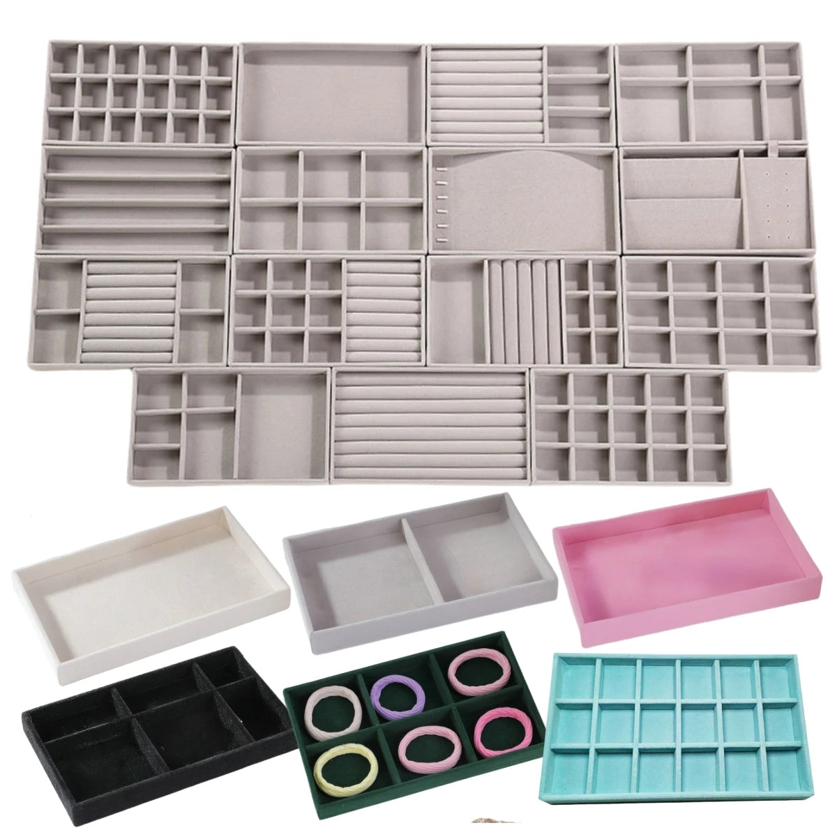 Jewelry Tray Storage Drawer Small Stackable Beige Jewelry Boxes and Packaging Suitable for Ring Earings Simple Practical