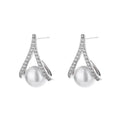 Hainon Sterling Silver Earrings French Vintage Geometric Pearl Earrings Electroplating Gold Silver Mother's Day Gift