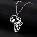 Africa Map Animal Giraffe Lion Elephant Pendant Stainless Steel Necklace Fashion Jewelry Necklaces for Woman Men