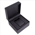 Wholesale  Flip Top Style Black Plastic Pu Leather Watch Box Custom logo Supported Watch Boxes