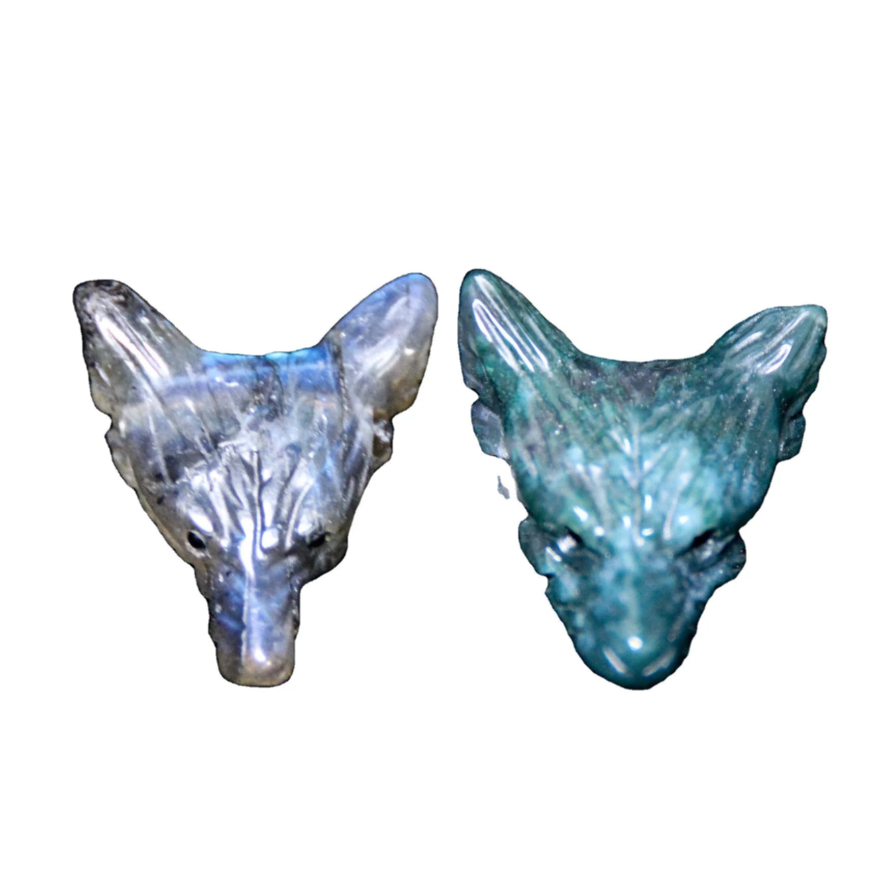 Huiying Cheap Price of Natural Variety Gemstone Crystal 28*36mm Craving Wolf Head Small Animal Craved Stone Gift Crafts
