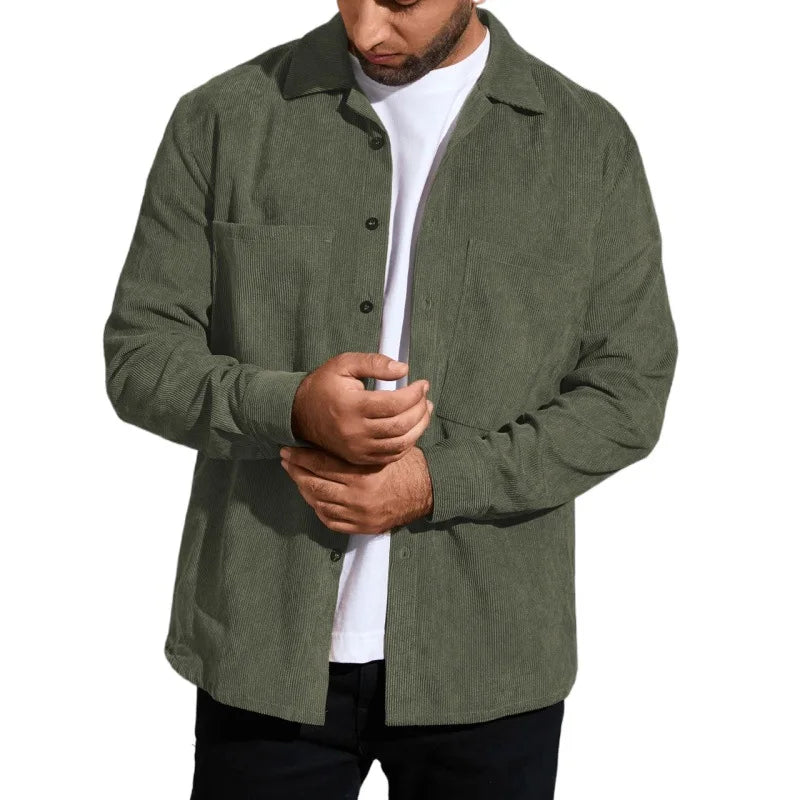 Autumn Men's Anti-Wrinkle Knitted Casual Loose Large Size Workwear Shirt Long Sleeve
