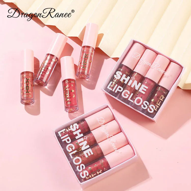 Customized Makeup Make Your Own Waterproof Matte Lip Gloss Mini Lip Glaze  Lipstick Non-stick Mouth Lip Gloss 4 Color Sets