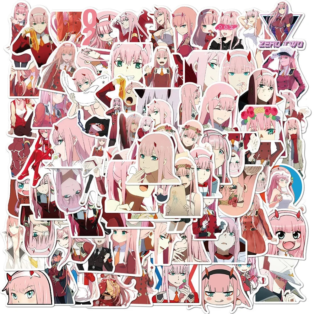 100Pcs Darling in the Franxx Anime Stickers for Girl Boy Paper Decal Bottle Notebook Luggage Cartoon Stickers
