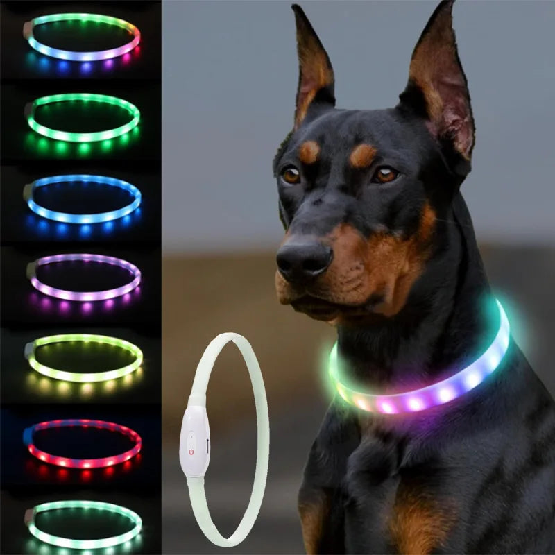 Pet Glow Collar USB Charging Dot Pattern LED Dog Training Decoration  Dog Walking Safe Pet Glow Collar