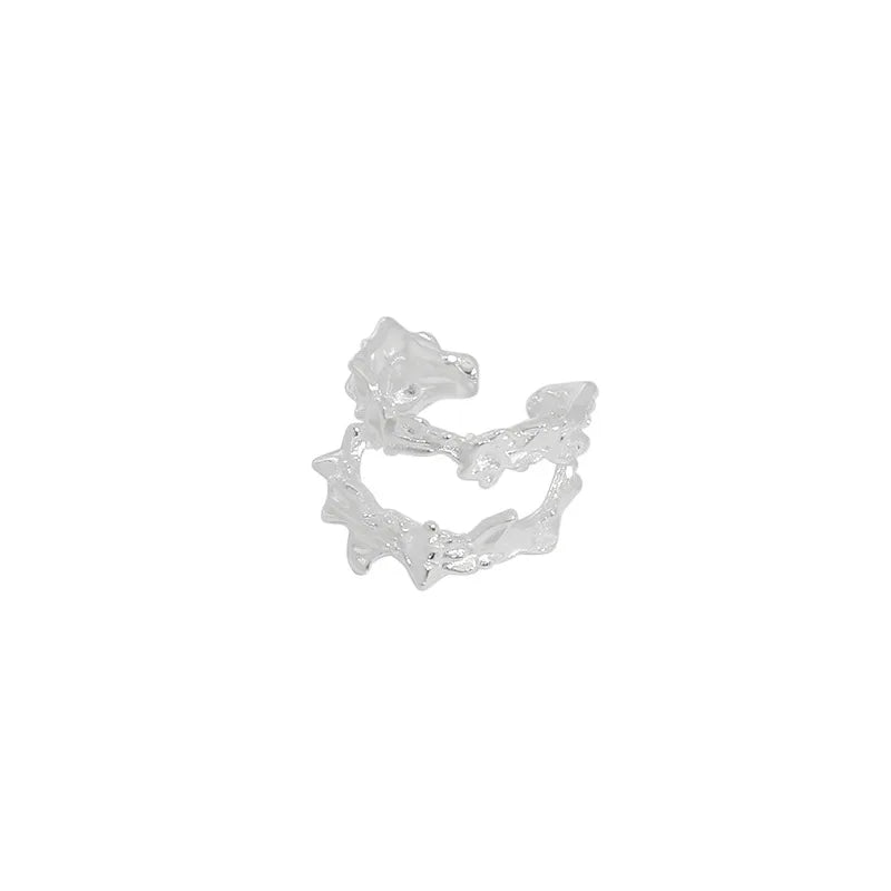 WMEF441 Fashion Jewelry  Irregular Waves Textured  Women S925 Sterling Silver Clip-on Earrings