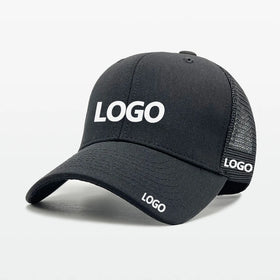 High Quality Custom Embroidery Logo Fashion Herringbone Cotton Outdoor 6 Panel Plain Curved Brim Sports Mesh Trucker Hat