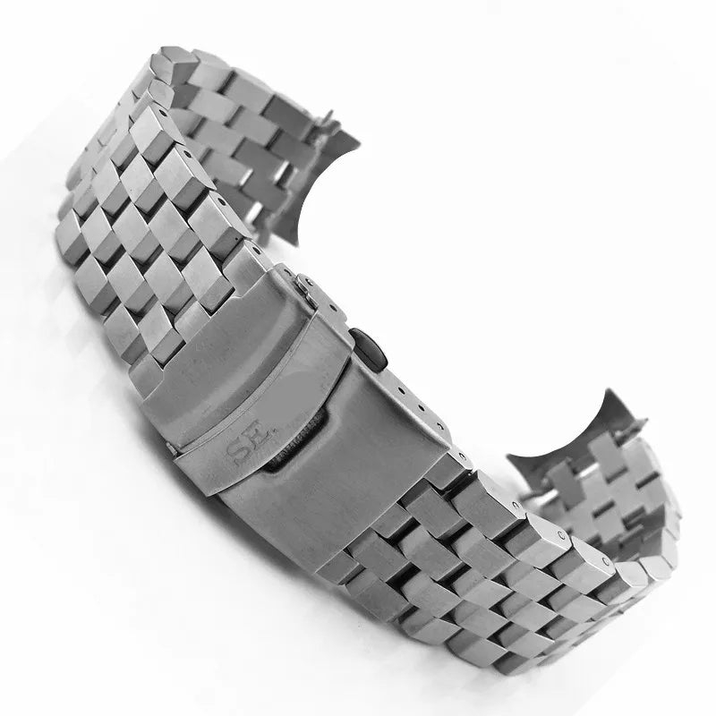 Luxury Premium Quality Elegant Simple Decent Stainless Steel Strap Designer Folding Buckle 20mm 22mm Curved End Watch Band