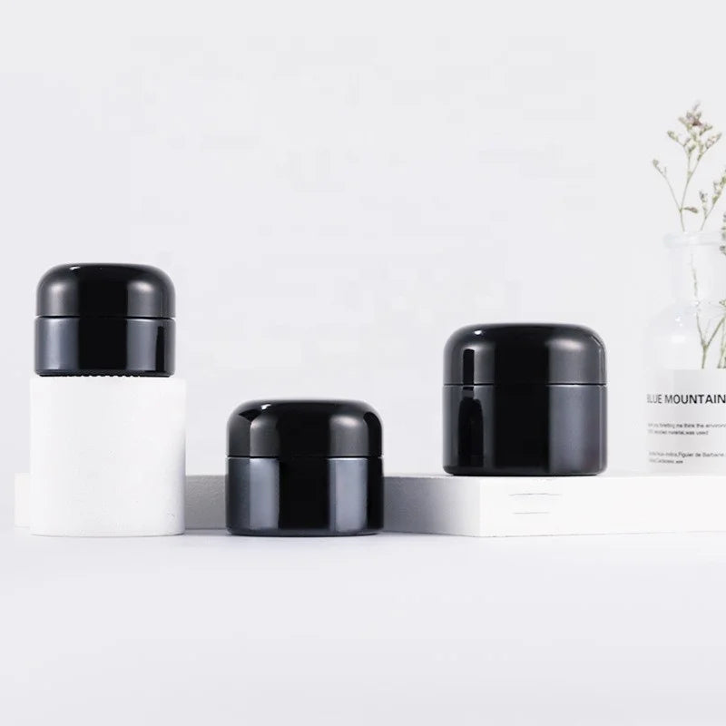 Manufacturer's Mini Black Wide-Mouth Glass Eye Cream Bottle 20g 30g 50g Cosmetic Facial Cream Jar Plastic for Men's Skin Care