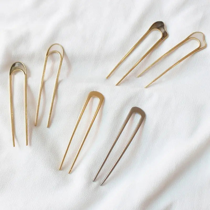 Custom Women's Fashion Hair Clip New Design U-Shaped Hair Forks Gold Metal Hair Pins Women's Accessories Made of Alloy