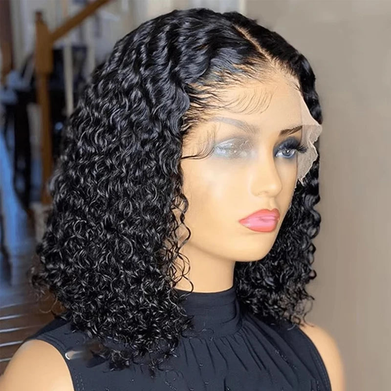 Wholesale 12-Inch Short Bob Kinky Curly Lace Front Wigs Custom Color Natural Hair Style for Black Women Transparent Lace
