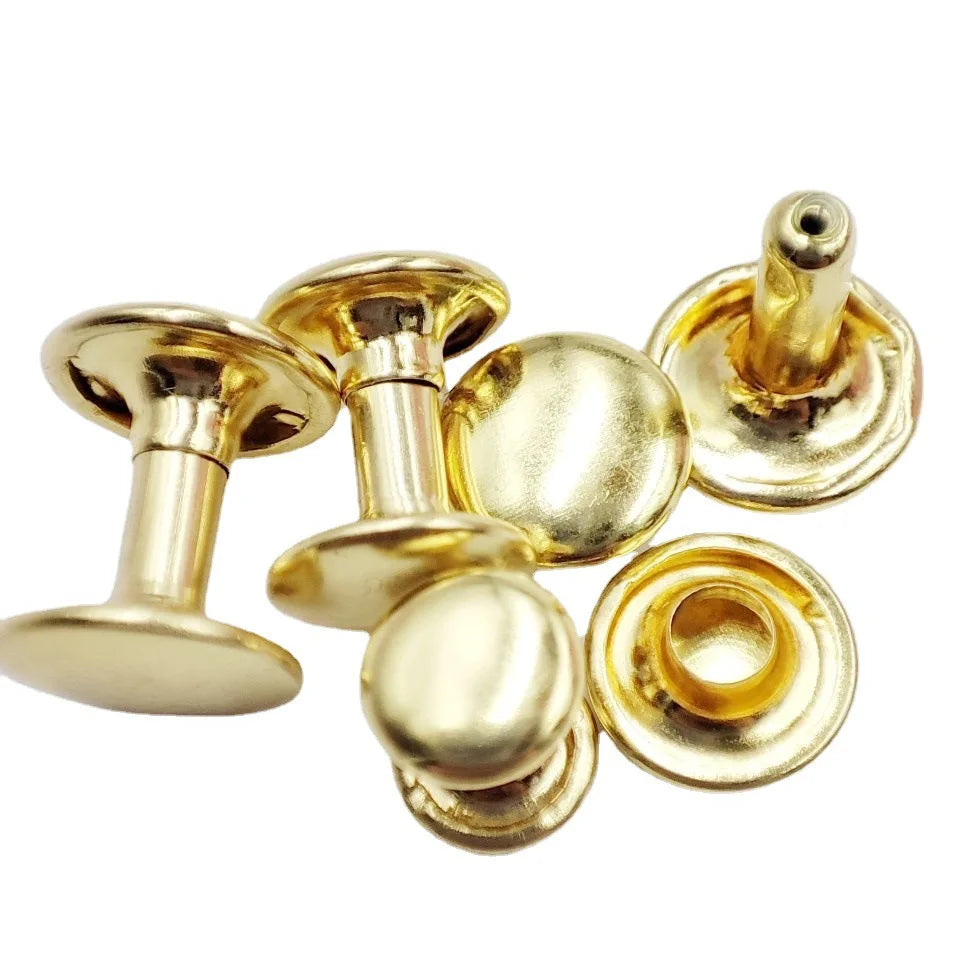 Solid Brass Rivet 8mm 10mm Width Various Sizes Luxury Professional Trendy Gold Plated Handbag Accessories Dog Leash Hardware
