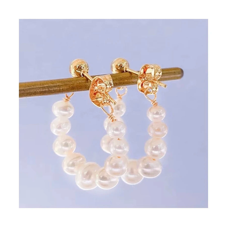 Wholesale 925 Silver Trendy Stud Earrings Fashionable 3-6mm Natural Freshwater Pearl Classic Style
