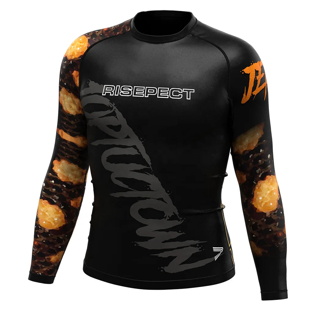 Flexible Men's Grappling Rashguard 4-Way Stretch Poly Spandex Quick Dry Anti-bobble for No-Gi Roll Sessions