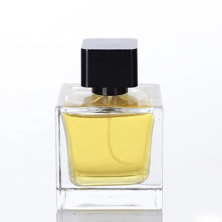 2025 Luxury Square Refiiable Shape 50ml 100ml Clear Glass Spray Perfume Bottle