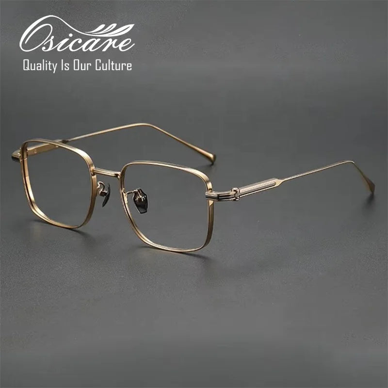 Luxury Brand Gold Classic Eyewear Gafas Negras Rectangular Branded Eyeglass Vintage Pure Titanium Eye Glasses Frames for Men