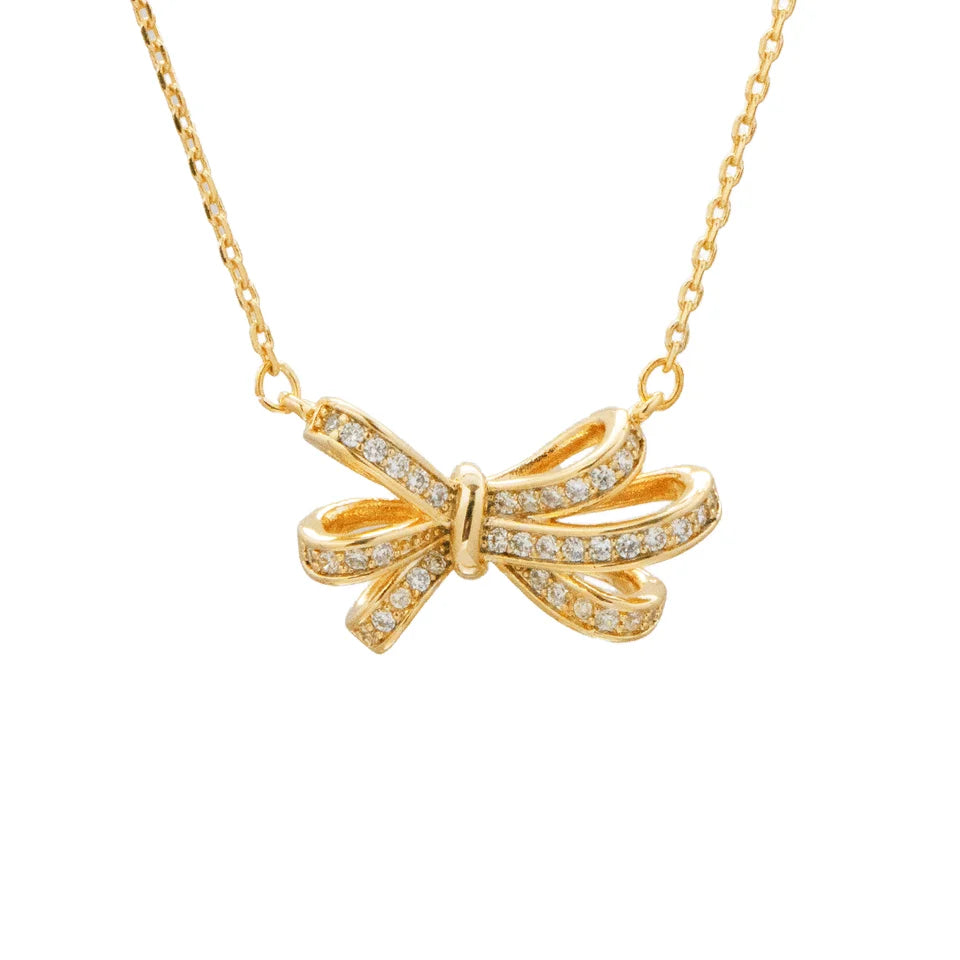 Shiny Zircon Bow Pendant Necklace Women Cross Butterfly-Shaped All Styles Matched Fashionable Temperament Gift Collarbone Chain MegaBDM