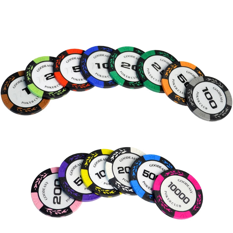 Gold Sticker Custom Bingo Hold'em Lucky Tangier Chinese Customizable Magnetic Clay Poker Chips 14g Custom Logo Factory