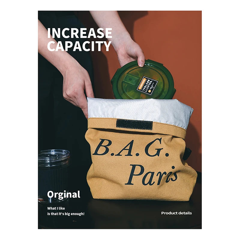 Large Capacity Portable Canvas Waterproof Insulated Lunch Bag