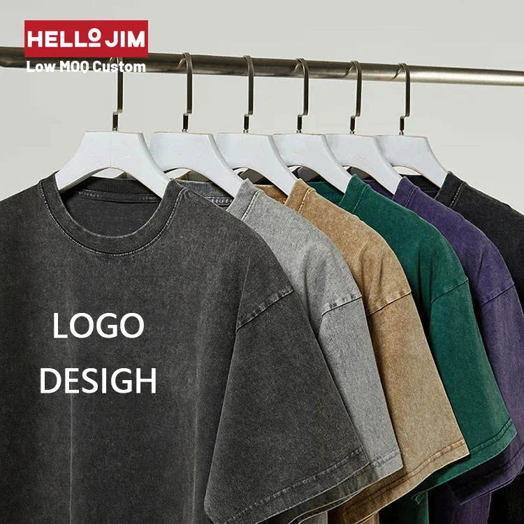 Oem Wholesale Washed Tee Heavy Weight Tshirt Dtg Black Oversized T-Shirt Men'S Graphic Acid Wash Vintage Custom T Shirt