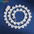 Dropshipping Luxury Hip Hop Jewelry 13mm 925 Sterling Silver VVS Moissanite Diamond Iced Out Heart Shape Tennis Chain Necklace