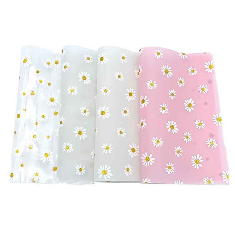 Wholesale Jelly Daisy Pattern Printed Frosted Polyurethane Soft Film TPU Film Leather Sheets for Stationery Pouch Case