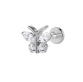Astm F136 Threaded Titanium Lip Stud Zircon Butterfly Trendy Aesthetics Hypoallergenic Internal Screw Labret Wedding Gift