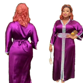 High Quality Rayon African Traditional Dresses for Women Good Quality Rhinestone Kaftan Clothing From Africa
