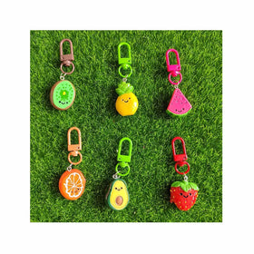 Lovely Simulation Fruits Keychains Cartoon Strawberry Orange Kiwi Pineapple Keyring Car Key Holder Bag Pendants Jewelry