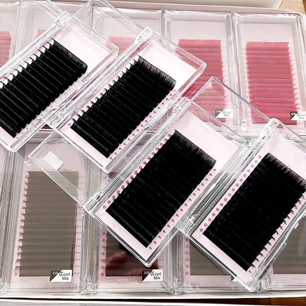 Private Label Matte Black Volume Cashmere Lash Extensions Trays Easy Fan Individual Eyelash Extensions