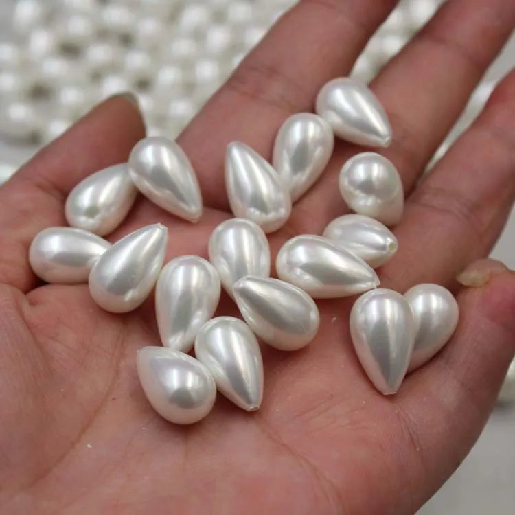 Crystal Glass Pearl Colorful White Water Drop Imitation Shell Pearl Loose Beaded for Earrings Pendant Hairpin Material