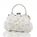 Luxury Romantic Girl Wedding Party Rose Clutch Bag Young Ladies Handbag Satin Flower Purse Women Evening Bag