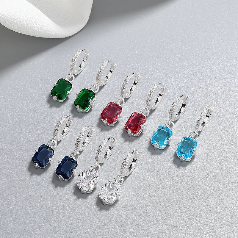 Stylish Sterling Silver Drop Earrings Wholesale With Zircon Accents Silver Jewelry Earrings Fashion