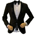Fashion Black Beads Groom Tuxedos Mens Morning Suits Stage Cosplay Men Party Suits Wedding Best Man Blazer (Jacket+Pants)