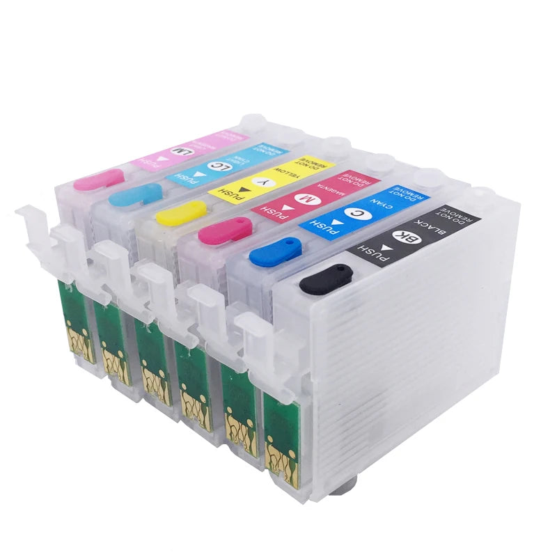 T0981-T0986 Empty Inkjet Refillable Ink Cartridge With Reset Chip for Epson Artisan 600 700 800 710 810 725 835 837 730 CISS