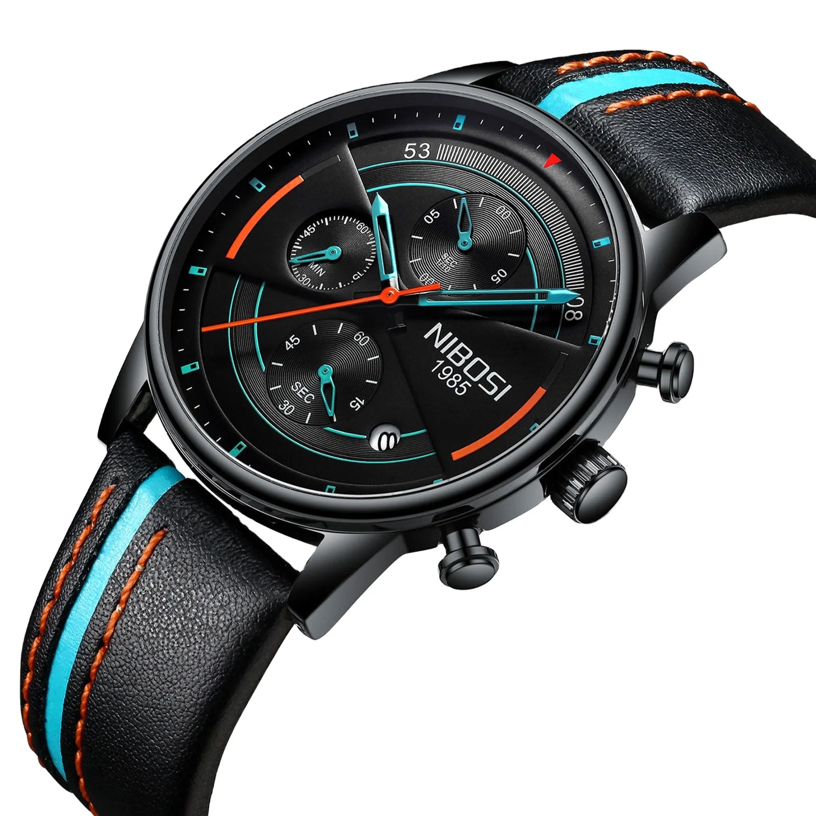 OEM Accept NIBOSI 2389 Hot Sale Men Quartz Watch Fashion  Chronograph Waterproof Leisure Sports Leather Watch Relogio Masculino