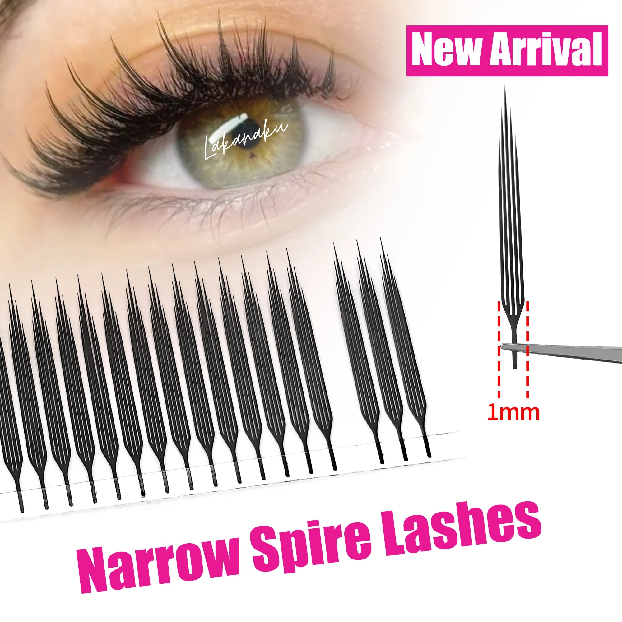 LAKANAKU New Technology Fibers Comic Spire Premade Volume Fans 3D Spikes Feathered Eyelash Extension Anime Lashes Extensions