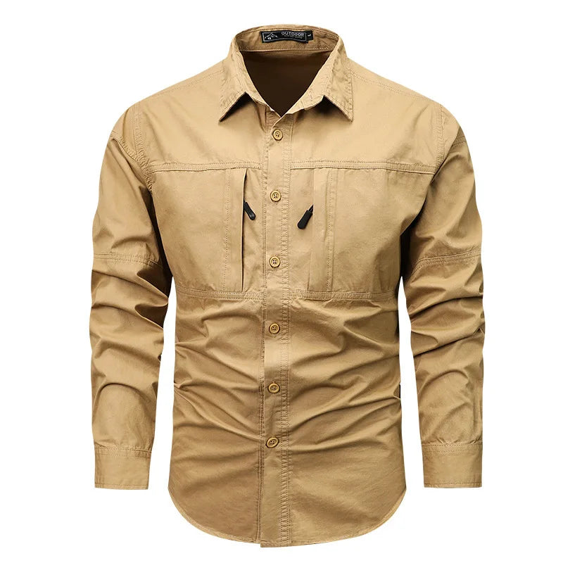 Men's Tactical Cotton Shirt Mens Full Long Sleeve Shirt for Sport Uniform Hiking Climbing Hunting Casual Shirt