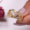 CAOSHI 18K Gold Color Gemstone Eternity Ring Twist Line Micro Pave Bands Eternity Cubic Zirconia CZ Diamond Rings Women