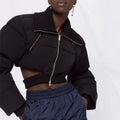LEDUO Women's Winter Black Embroidery Quilted Jacket Breathable Eco-Friendly Windproof Thick Padding Long Sleeves Short