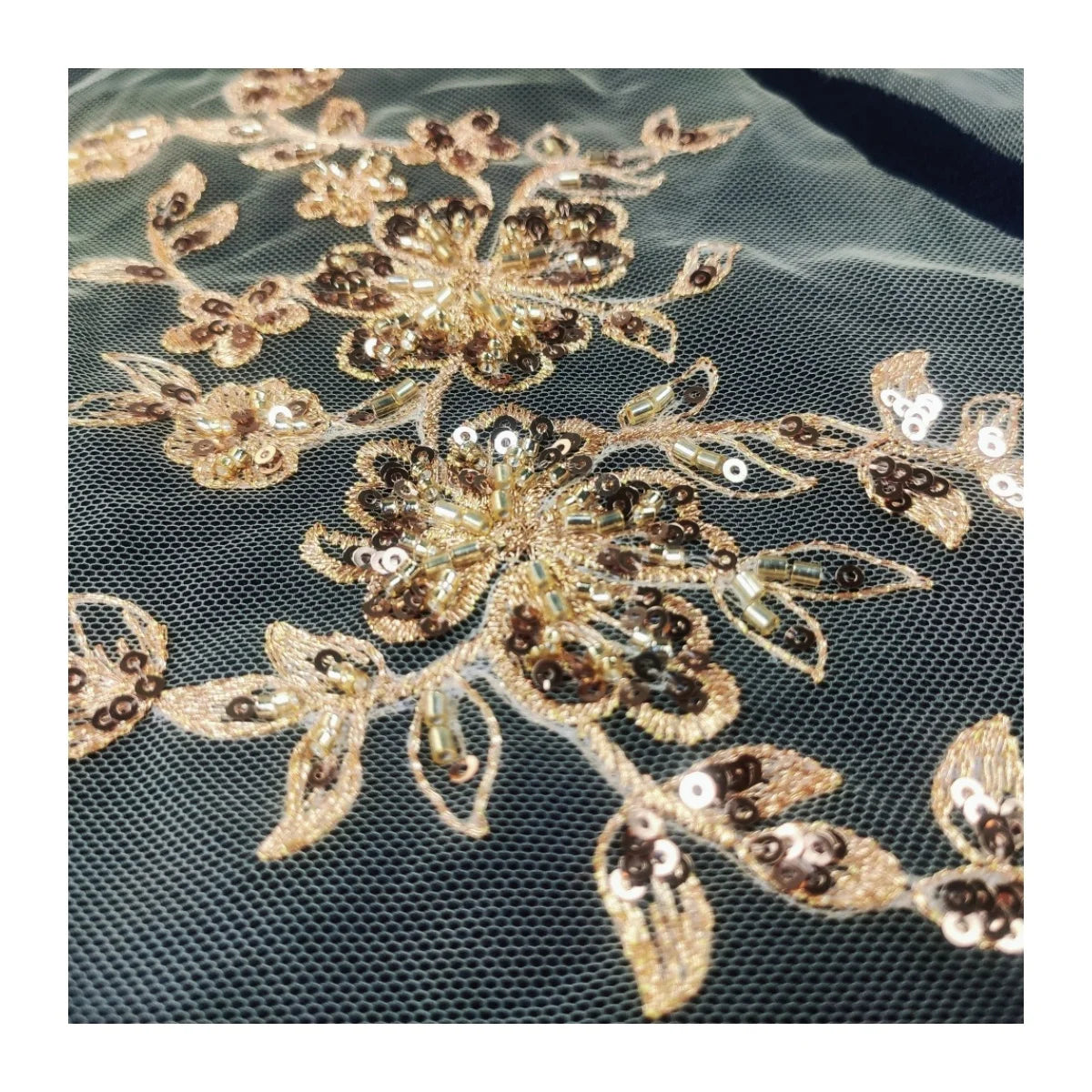Luxury Gold Embroidery Lace Applique With 3D Bead Sequins for DIY Clothing Evening Gown Dress-CG070 OEM Model