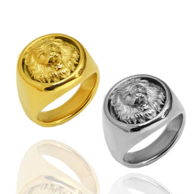 2024 Olivia HipHop Lion Signet Ring Stainless Steel Animal Jewelry Custom Gothic Style Judah Lion Head Finger Ring