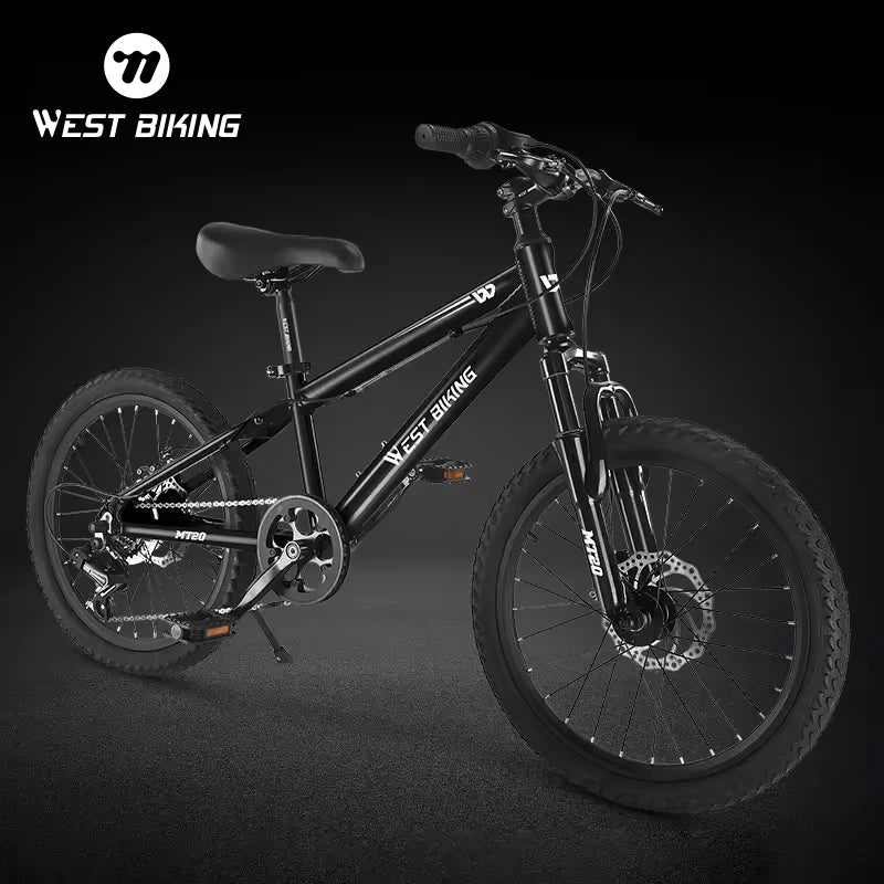 WEST BIKING 20 Inch Dual Disc Brakes Mountain Bicycle Colorful Soft PU Saddle Comfortable 6061 Aluminum Alloy Kid's Bike