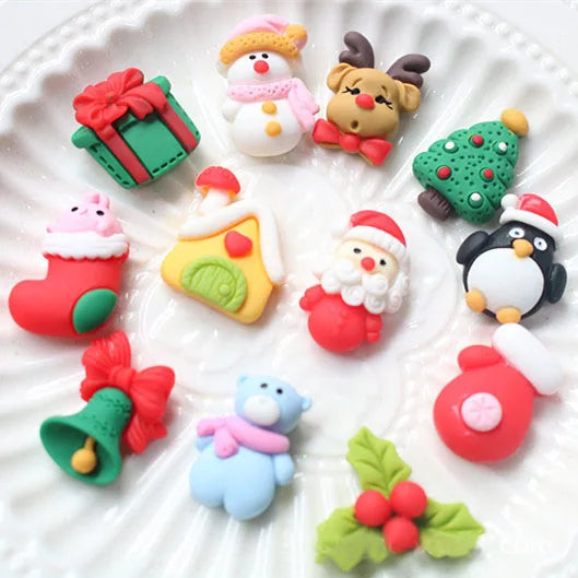 Mix Designs Christmas Tree Shoes Snowman Gift Bell Cartoon DIY Resin Flatback Cabochon