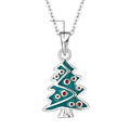 Yh Jewellery Fine Jewelry 925 Sterling Silver Green and Red Enamel Fairy Christmas Gift Tree Pendant Necklace