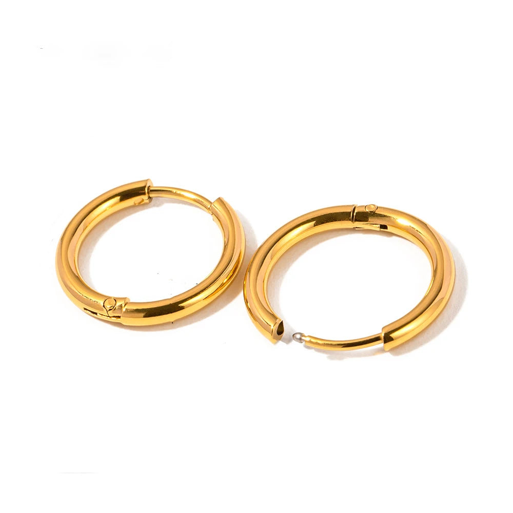 Top Fashion Wholesale Hypoallergenic Gold Cartilage Hoop Earrings for Women Stainless Steel Geometric Series Huggie Hoop Earring