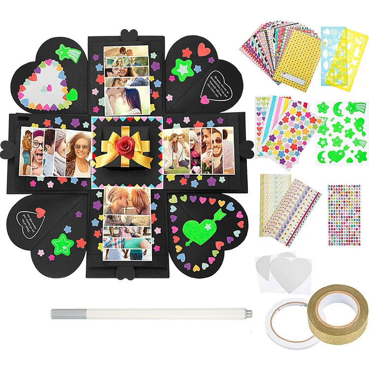 Lovely Surprise Explosion Box Couple Box Love Memory DIY Photo Album Anniversary Scrapbook Valentines Day Gift Box
